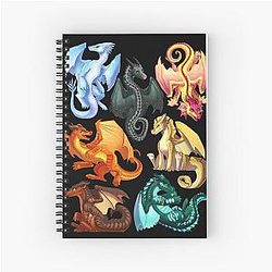 Wings of Fire - Jade Winglet: Moonwatcher, Winter, Qibli, Peril, Umber, Kinkajou Spiral Notebook