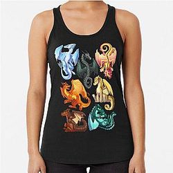 Wings of Fire - Jade Winglet Dragonets: Moonwatcher, Qibli, Peril, Turtle, Umber, Kinkajou Racerback Tank Top