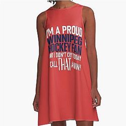 Proud Winnipeg hockey fan didn't cry A-Line dress.