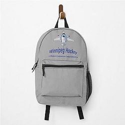 Jet with text dedicated to Winnipeg hockey fan Backpack