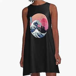 Winnipeg Kanagawa Wave A-Line Dress