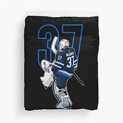Connor Hellebuyck Winnipeg 37 Duvet Cover