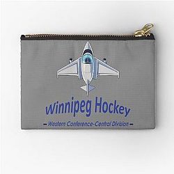 Jet with Text Dedicated to Winnipeg Hockey Zipper Pouch