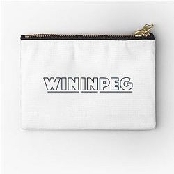 Winnipeg Whiteout - Win in Winnipeg (Blue Outline) - Zipper Pouch