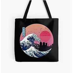 Winnipeg Kanagawa Wave Retro All Over Print Tote Bag