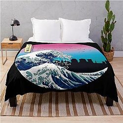 Winnipeg Kanagawa Wave 90s Throw Blanket