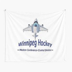 Jet with tapestry dedicated to Winnipeg hockey