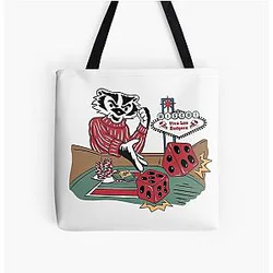 Bucky Badger Las Vegas Dice Roll University of Wisconsin Badgers Tote Bag