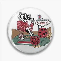 Bucky Badger Las Vegas Dice Roll University of Wisconsin Badger Pin