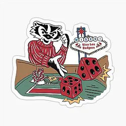 Bucky Badger Las Vegas Dice Roll University of Wisconsin Badger Sticker