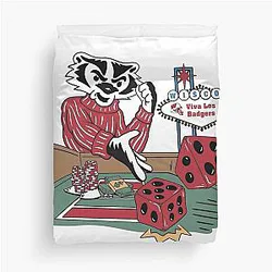 Bucky Badger Las Vegas Dice Roll University of Wisconsin Badger Duvet Cover
