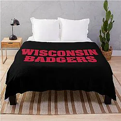Contemporary Wisconsin Badgers Design Throw Blanket