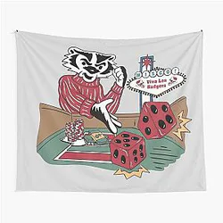 Bucky Badger Las Vegas Dice Roll University of Wisconsin Badger Tapestry