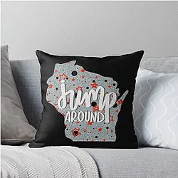 Wisconsin Badgers Jump Around Throw Pillow