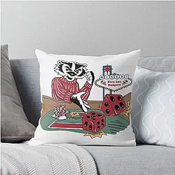 Bucky Badger Las Vegas Dice Roll - University of Wisconsin Throw Pillow