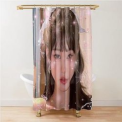 Kpop IVE Wonyoung Coquette Pink Bows Shower Curtain
