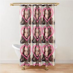 Wonyoung Pink Heart Selca Shower Curtain