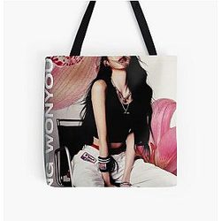 IVE Jang Wonyoung Baddie orchid All Over Print Tote Bag