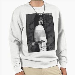 Wonyoung IVE b&w flower design Pullover Sweatshirt