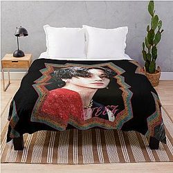Jung Wooyoung ATEEZ Korean Kpop Retro Color Oil Paint Design Throw Blanket