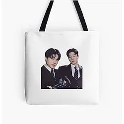 Ateez San Wooyoung Woosan Suits a Tiny Membership Sticker All Over Print Tote Bag