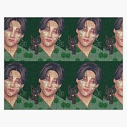 Ateez Wooyoung with Black Cat Jigsaw Puzzle