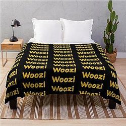 Golden Balloon Throw Blanket with Woozi Name Label (Black)