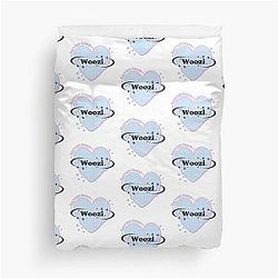 SEVENTEEN's Woozi K-Pop Heart Scrapbook Design Blue and Pink Carat Duvet Cover