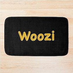 Golden Balloon Foil Name Label - Black Bath Mat