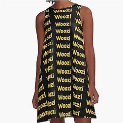 Golden Balloon Foil Label - A-Line Black Dress