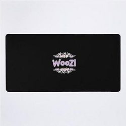 Purple Flower Name Label (Black) Desk Mat