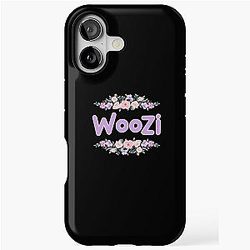 Purple Flower Woozi Name Label Black iPhone Case