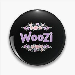 Purple Flower Woozi Name Pin