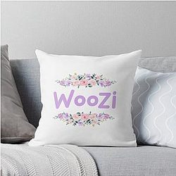 Purple Flower Woozi Label Throw Pillow