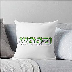 Green Woozi Label Throw Pillow