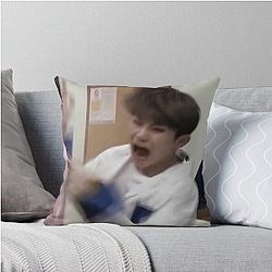 Seventeen Woozi Screaming Meme Throw Pillow
