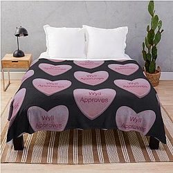 Wyll Approves - Valentine's Heart Candy Throw Blanket