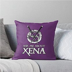 Ask Me About throw pillow 
Corrected: Throw Pillow is removed since it is not in sequence so it's left as is. 
Ask Me About Xena