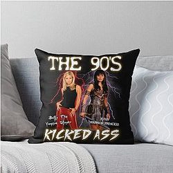 Xena and Buffy 90s Throw Pillow