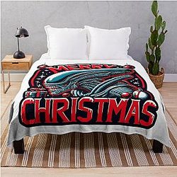 Christmas Xenomorph Throw Blanket