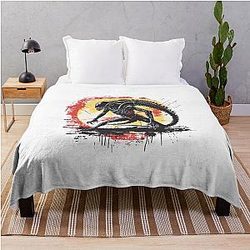 Retro Xenomorph Illustration - Sci-Fi Horror Art Throw Blanket
