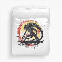 Retro Xenomorph Attack Illustration Sci-Fi Horror Art Duvet Cover