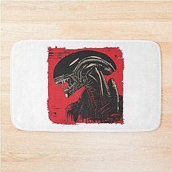 Red Xenomorph Art Sci-Fi Alien Illustration Bath Mat