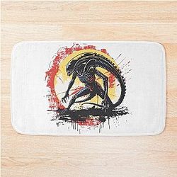 Retro Xenomorph Attack Illustration Sci Fi Horror Art Bath Mat