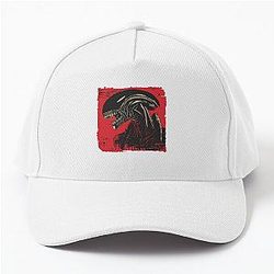 Red Xenomorph Horror Sci-Fi Alien Illustration Baseball Cap