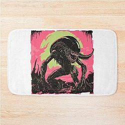 Neon Xenomorph Horror Art Sci-Fi Alien Illustration Bath Mat
