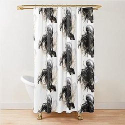 Spooky Xenomorph Halloween Art Shower Curtain