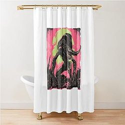 Neon Xenomorph Horror Art - Sci Fi Alien Illustration Shower Curtain