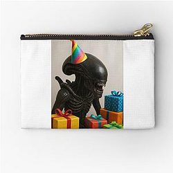 Xenomorph Alien having a party with presents Zipper Pouch becomes: 

Xenomorph Alien having a party Zipper Pouch