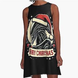 Christmas Xenomorph Alien A-Line Dress